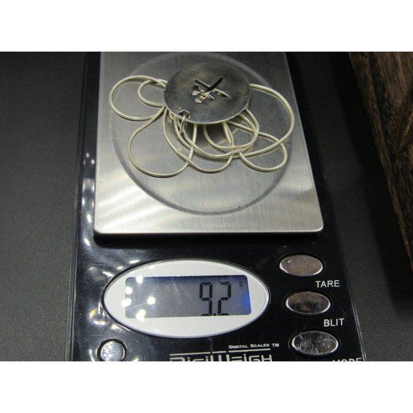 24" Sterling Silver Large Asian Character Pendant Necklace Vintage Minimalist - Picture 6 of 6